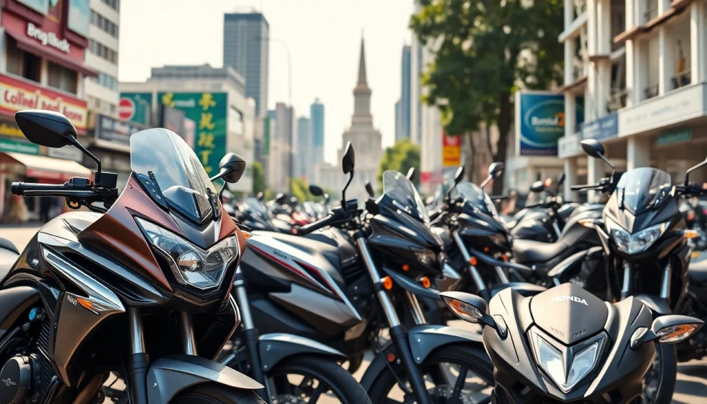 Rent big bike rental bangkok motorcycles in a vibrant urban setting with iconic landmarks.
