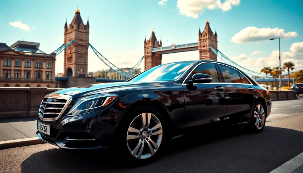Experience luxury chauffeur service london with a professional chauffeur in a sleek black car.