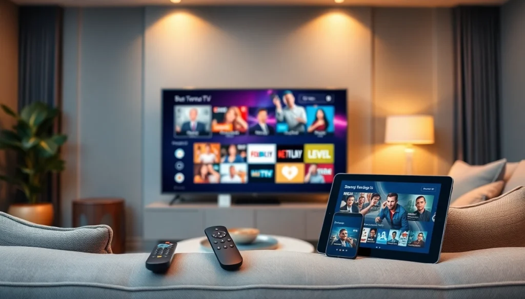 Profitez du Code iptv avec des appareils modernes dans un salon accueillant.