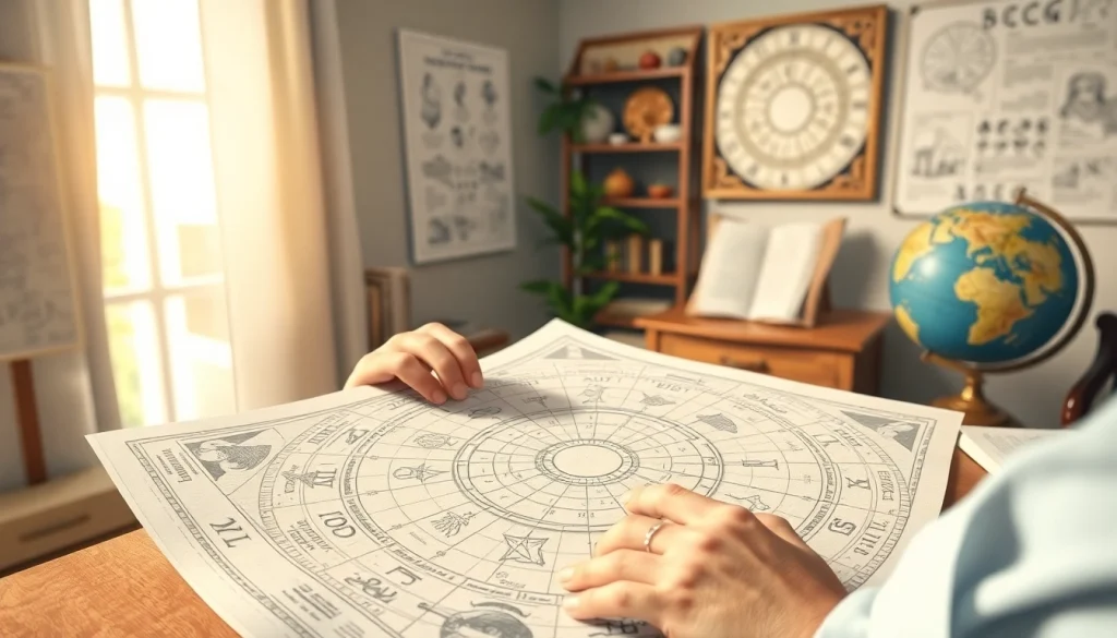 Erhalte personalisierte Horoskope, während ein Astrologe ein Geburtshoroskop erstellt.