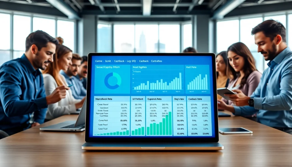Analyze cashback comparison rates in a modern workspace with insightful data visualization.