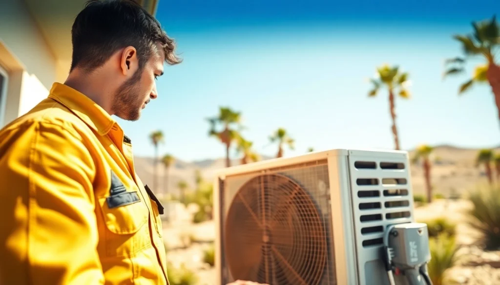 Providing expert Air Conditioning service palm desert ca in a sunny residential setting.