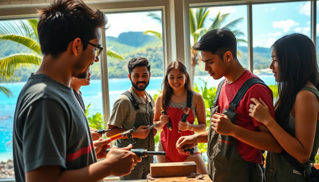 Students actively learning at trade schools in Hawaii, emphasizing hands-on training and community.