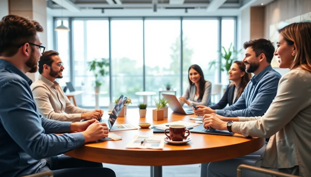 Create a vibrant community within a short term rental forum, highlighting diverse discussions in a modern workspace.