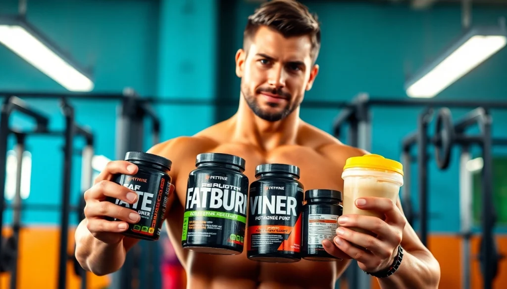 Highlighting effective fat burner for women/men in a motivating gym environment.