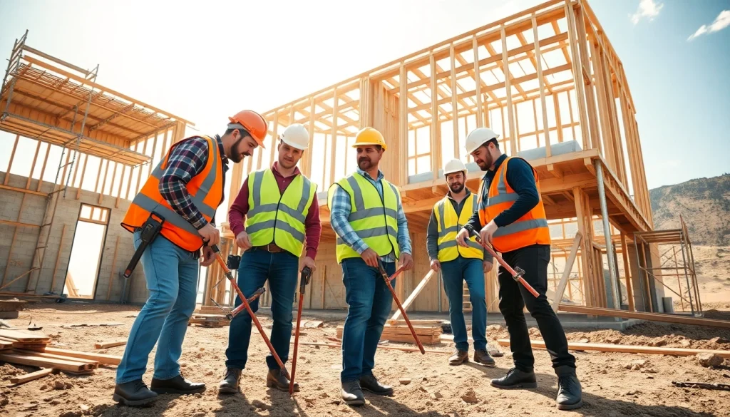 Construction association Wyoming highlights collaborative work on a building site with dedicated professionals.